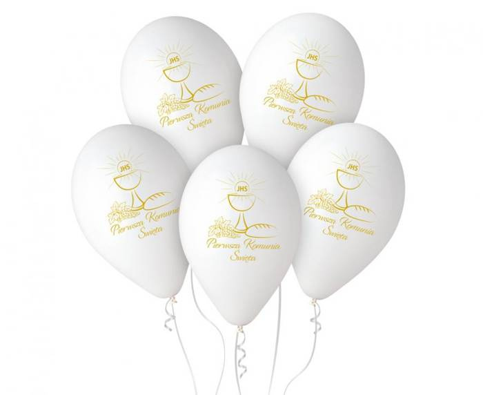 Balony Pierwsza Komunia Święta (kielich) 13 cali 5 szt.