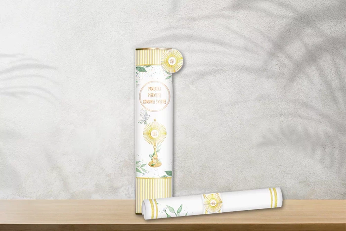 Pamiątka Pierwszej Komunii Świętej - życzenia w tubie