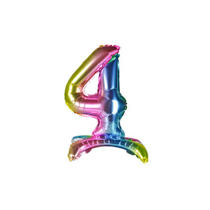 BALON foliowy stojący CYFRA tęczowa 38 cm PartyTime