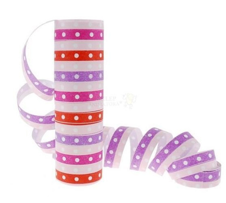 Serpentyna papierowa w grochy różowo-czerwona