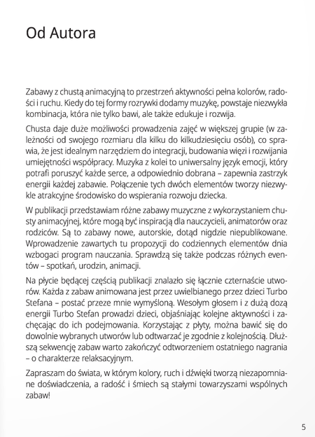 Książka i plyta Turbo Stefan: Odlotowe zabawy muzyczne z chustą animacyjną