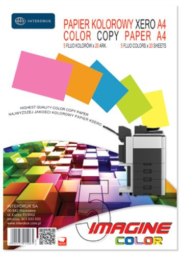 Papier A4 ryza 100 kartek 5 intensywnych kolorów