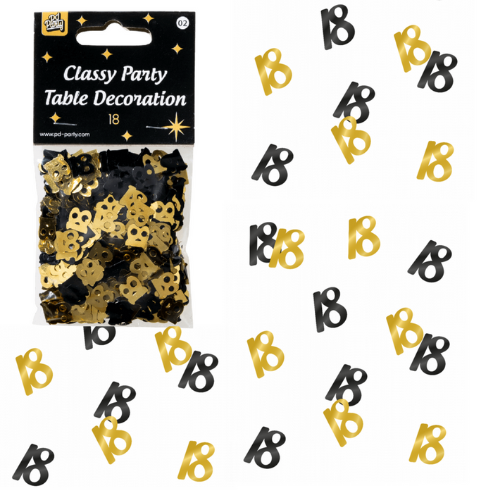 Konfetti foliowe liczba 18 złoto czarne 20g