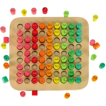 Zestaw edukacyjny nauka liczenia tabliczka mnożenia okrągła drewniana