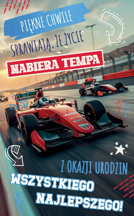 Kartka urodzinowa Formuła 1, wyścigi