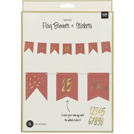 Baner urodzinowy girlanda Golden Dusk z naklejkami DIY 4m