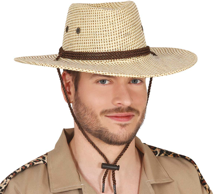 Kapelusz KOWBOJA słomkowy w kratkę ze sznurkiem