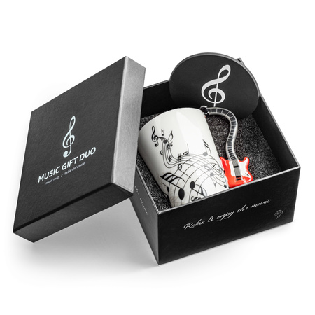 Zestaw muzyka duo - Kubek GITARA ELEKTRYCZNA CZERWONA + podkładka