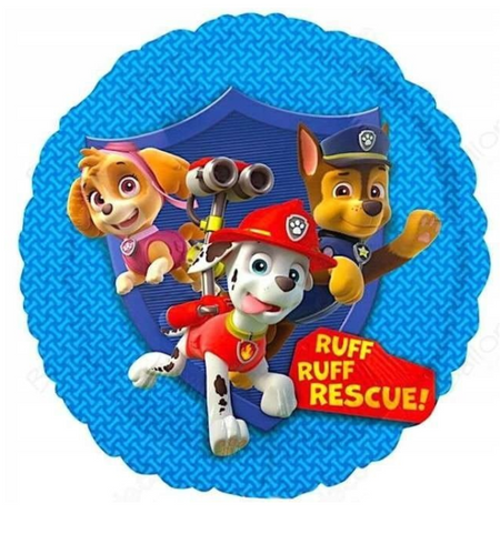 Psi Patrol okrągły balon foliowy niebieski 45 cm