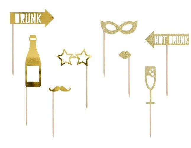 Foto rekwizyty Bal Sylwester Let's Celebrate złote 8 szt