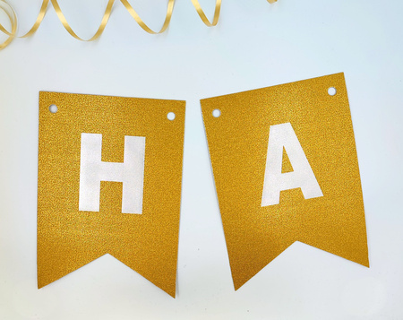 Baner urodzinowy girlanda złota brokatowa "Happy Birthday" 250 cm