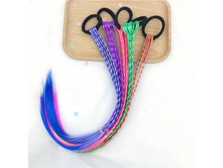 Gumka do włosów z kolorowymi warkoczami 45cm mix kolorów 1 szt.