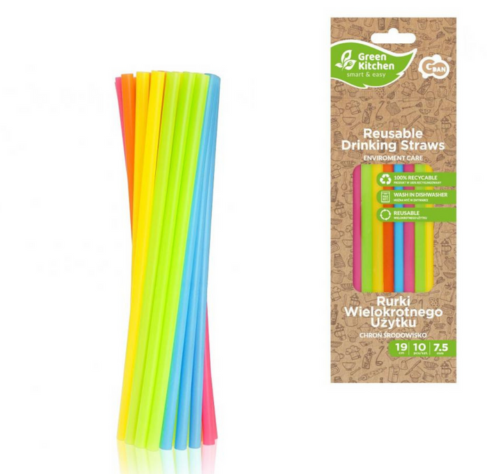 Słomki rurki do picia wielorazowe 10 szt. mix kolorów
