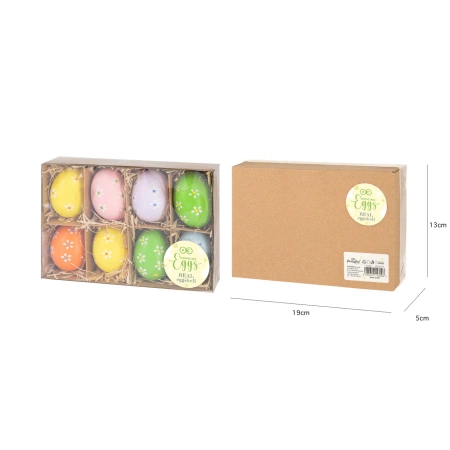 Pisanki Naturalna Wydmuszka białe kwiatki mix 8 szt.