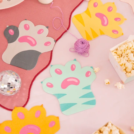 Serwetki papierowe kolorowe łapki kotka 12 szt.