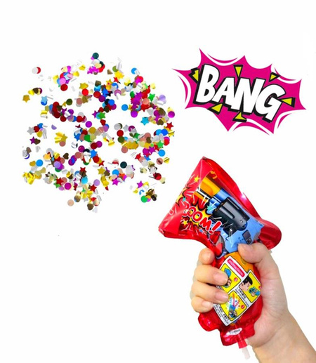 Balon foliowy WYSTRZAŁOWY PISTOLET z konfetti strzelający