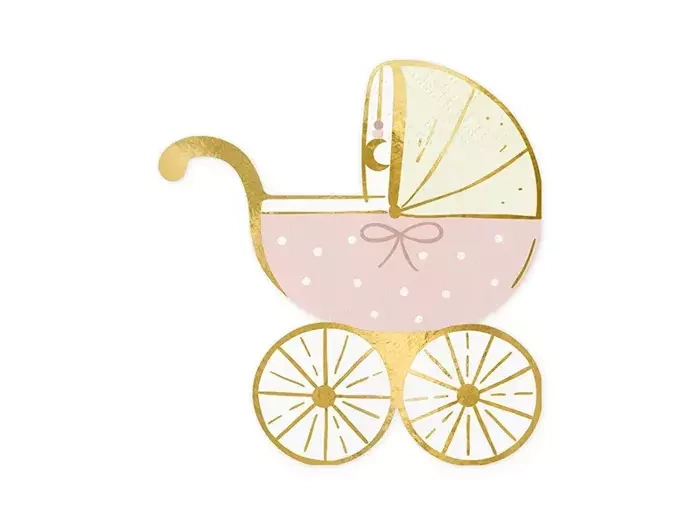 Serwetki WÓZECZEK różowy baby shower 14 x 15 cm 20 szt.