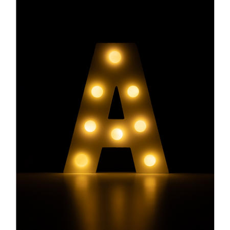 Świecąca Litera LED "A" Light Letter, drewniana biała 17x12 cm