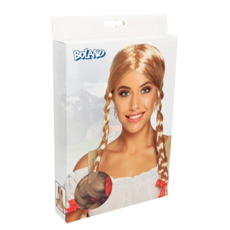 Peruka długa z dwoma warkoczami blond Heidi bawarska