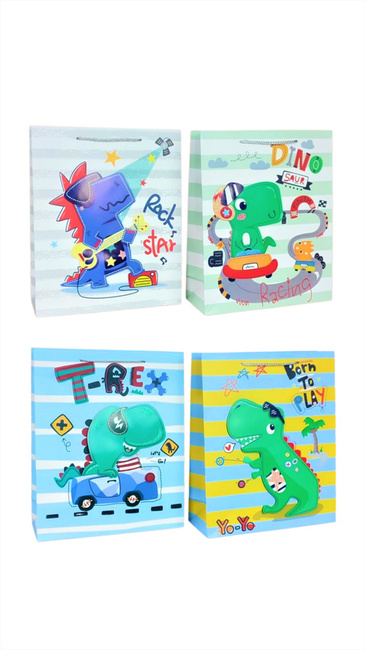 Torebka prezentowa 26 x 32 cm dinozaury mix