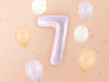 Balon foliowy CYFRA 7 pastelowy fioletowy 72 cm