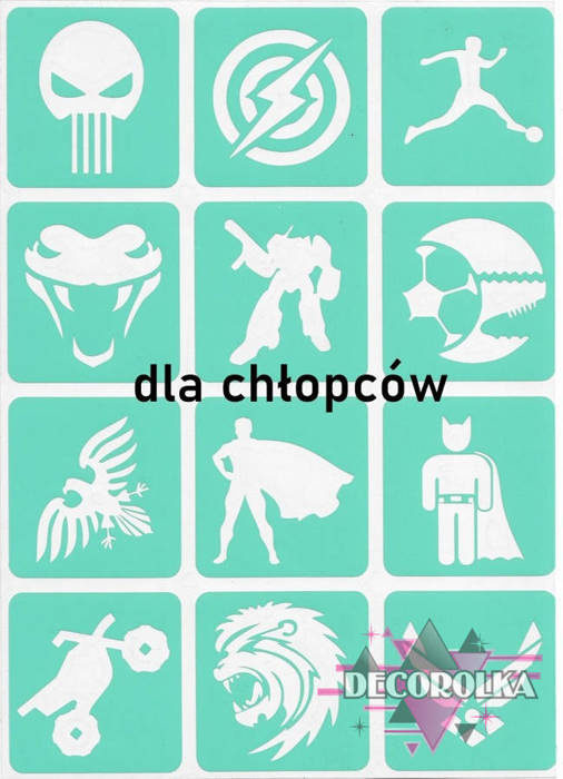 Szablony do tatuaży brokatowych ZESTAW 12 szt.