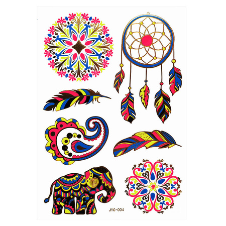 Tatuaże zmywalne/ wodne fluorescencyjne UV mix wzorów