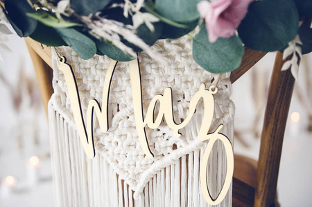 Zawieszki ślubne na krzesła drewniane Żona Mąż