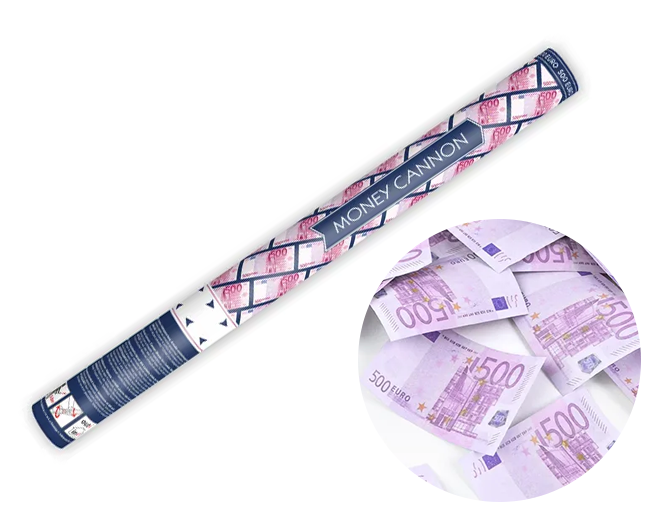 Konfetti pneumatyczne 500 EURO tuba 60 cm