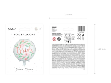 Balon foliowy okrągły Bride wieczór panieński w kwiaty 18 cali
