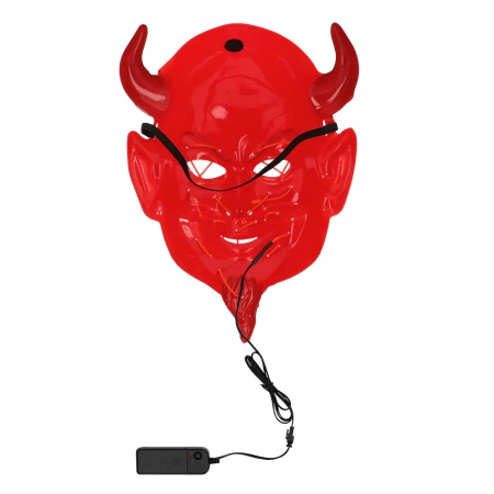 Maska diabeł czerwona świecąca LED Halloween
