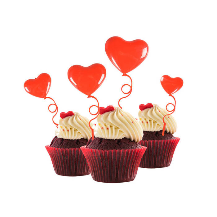 Pikery Serca na zakręconych patyczkach 4 szt.