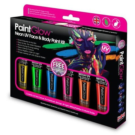 Zestaw Farby świecące w UV NEON PaintGlow 6 x 13ml