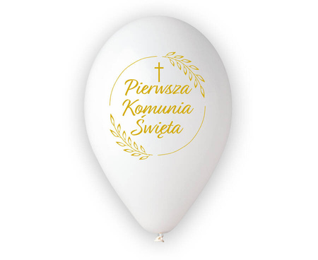 Balon Komunia Święta złoty nadruk kłosy 12 cali 1 szt.