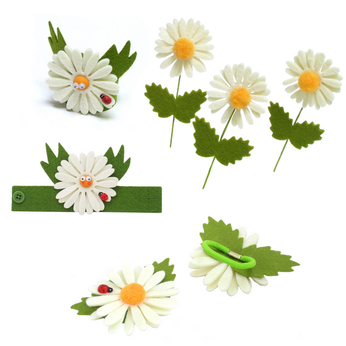 Filcowe stokrotki wiosenna dekoracja 3 wzory do wyboru