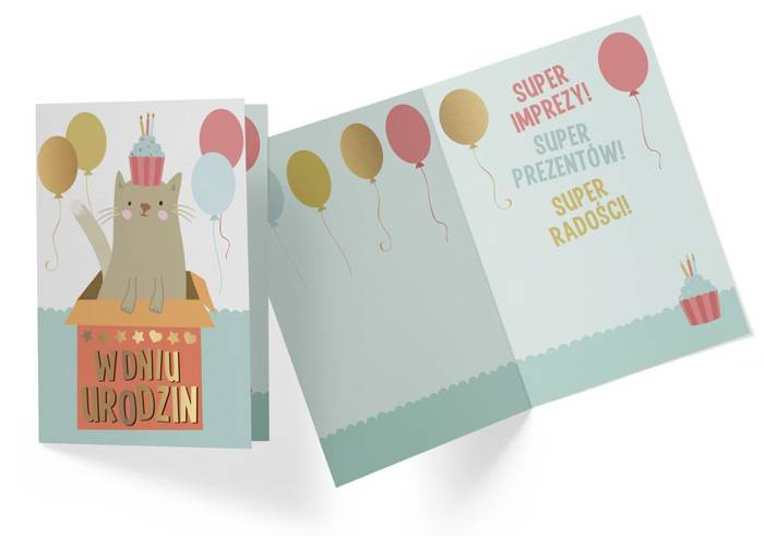 Kartka okolicznościowa urodzinowa KOTEK