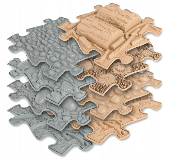 Maty ortopedyczne - mata podłogowa sensoryczna zestaw 8 sztuk Natural