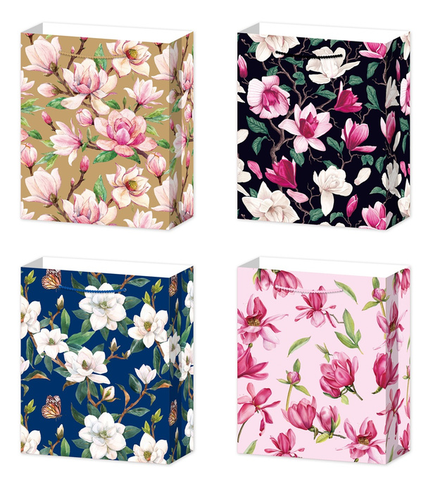 Torebka prezentowa kwiatowy wzór 32x26x10 cm mix wzorów