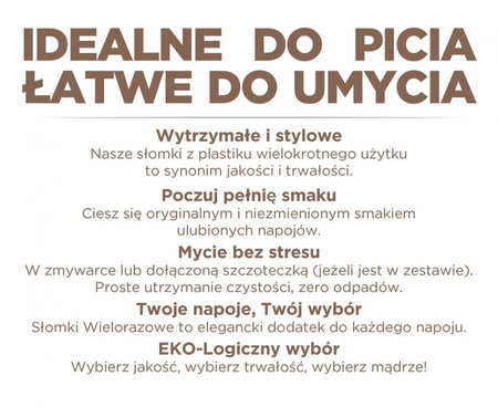 Słomki rurki do picia wielorazowe 10 szt. mix kolorów