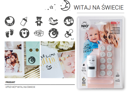 Pieczątka samotuszująca Little NIO - witaj na świecie
