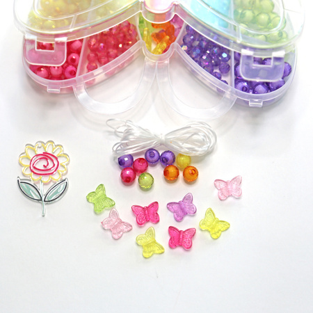 Zestaw Koralików do wyrobu biżuterii pudełko Motyl 285 szt.