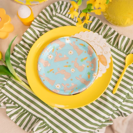 Talerzyki papierowe Zajączki Wielkanoc 18 cm 6 szt.