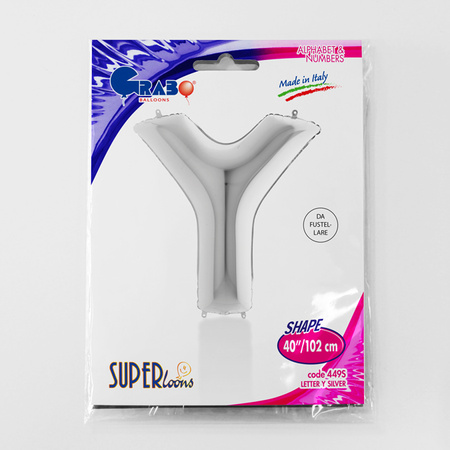 Balon foliowy litera Y alfabet srebrna 40 cali
