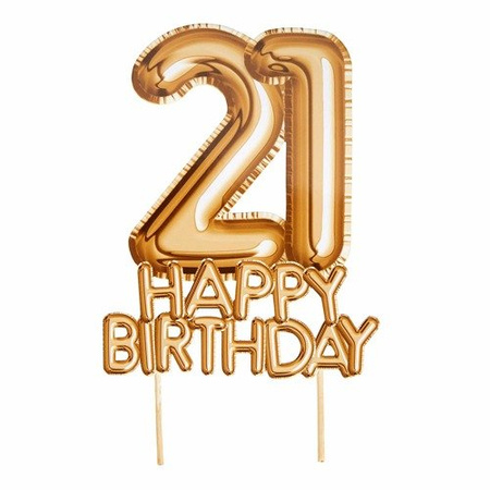 Topper 21 Happy Birthday napis dekoracja na tort