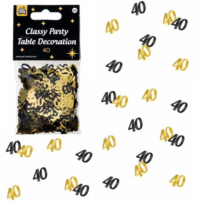 Konfetti foliowe liczba 40 złoto czarne 20g