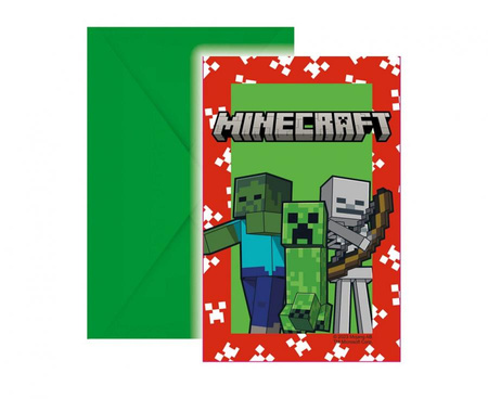 Zaproszenie Minecraft na urodziny 6 szt.