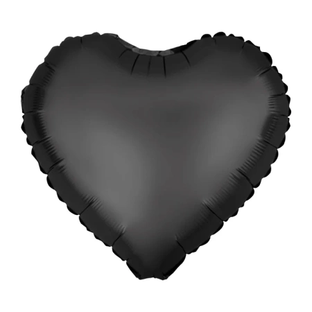 Serce satynowe balon foliowy 18'' czarne