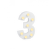 Świecąca Cyfra LED "3" Light Letter, drewniana biała 17x12 cm