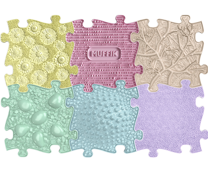 Maty ortopedyczne - mata podłogowa sensoryczna zestaw 6 elem. Baby Set pastel