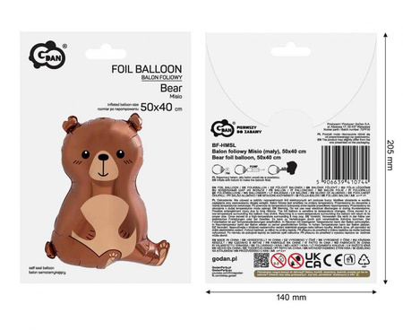 Balon foliowy miś brązowy 50x40 cm